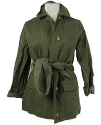 Dámsky khaki rifľový kabát s opaskom Kley