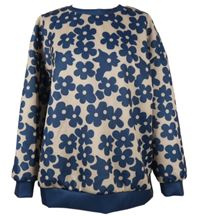 Dámská béžovo-tmavomodrá kytičkovaná mikina Shein