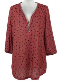Nové - Dámska červená bodkovaná blúzka Bonmaché