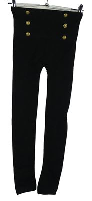 Dámské černé teplé legíny s gombíky 