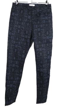 Dámské černo-modré vzorované džegíny M&S