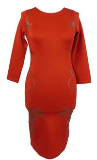 Dámské červené vzorované pouzdrové šaty Emamoda 