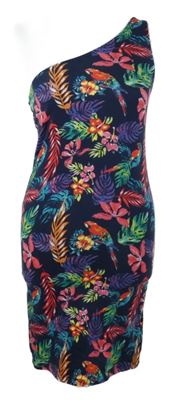 Dámske tmavomodré kvietkovane asymetrické šaty C&A