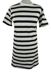 Nové - Dámske smetanovo-čierne pruhované tričkové šaty H&M