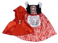 2set- kostým- černo-kostkované šaty se zástěrou+ červený plášť s kapucí F&F