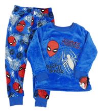 Modré chlupaté pyžamo se Spidermanem Marvel
