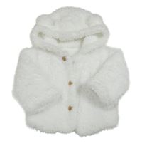 Biela chlpatá podšitá bunda s kapucňou George