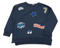 Tmavomodrá mikina s nášivkami Zara