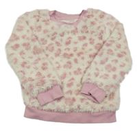 Bielo-ružová kožušinová mikina s fľakmi Nutmeg