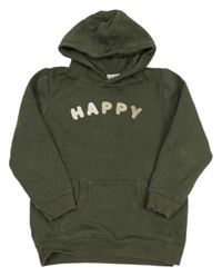 Khaki mikina s nápisom a kapucňou Topolino