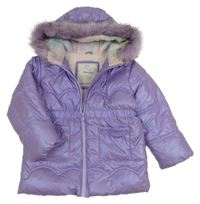 Fialová šusťáková zimní bunda s kapucí Tu