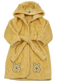 Hořčicový chlupatý župan s medvídkem Pú a kapucí Disney