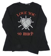 Černé triko se srdíčkem a nápisem blukids