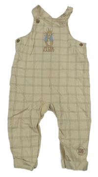 Béžové kostkované laclové tepláky s králíčkem 