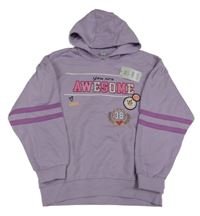 Nové - Fialová mikina s nápisem a kapucí TU