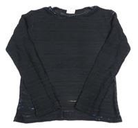 Čierno-farebné trblietavé crop tričko