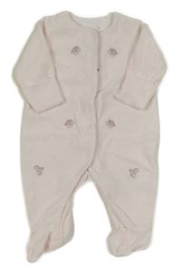 Svetloružový zamatový overal s výšivkami Mothercare