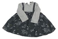 Bielo-sivé pruhované bavlnené šaty s obrázkami John Lewis