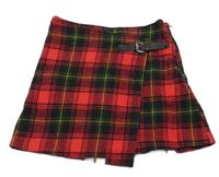 Červeno-čierno-zelená kockovaná flaušová sukňa miss e-vie