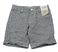Nové - tmavomodro-bílé pruhované lněné kraťasy Denim Co.