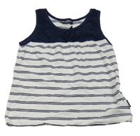 Tmavomodro-biely pruhovaný top s čipkou LC Waikiki