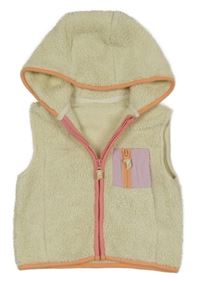 Smetanovo-ružová huňatá vesta s kapucňou NUt