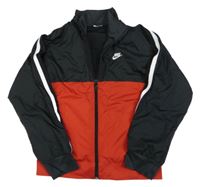 Čierno-červená šušťáková športová bunda s logom Nike