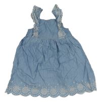 Modré ľahké rifľové šaty s madeirou Primark