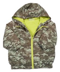 Hnedá army šušťáková jesenná bunda s kapucňou Ergee