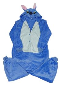 Modrá chlupatá kombinéza - Stitch s kapucňou
