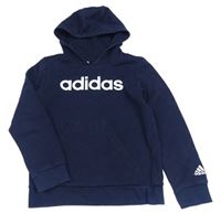 Tmavomodrá mikina s kapucí Adidas