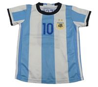 Světlemodro-bílé pruhované fotbalové tričko - MESSI 