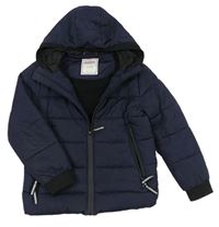 Tmavomodrá prešívaná šušťáková zimná bunda s kapucňou MINOTI