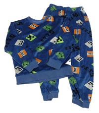 Tmavomodré plyšové pyžamo - Minecraft M&S