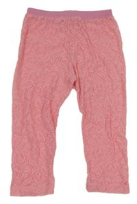 Ružové čipkové capri legíny