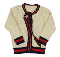 Vanilkový propínací svetr se stuhou 