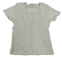 Bílé žebrované propínací crop tričko Zara