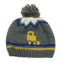 Tmavošedá pletená čepice s bagrem a bambulí M&S