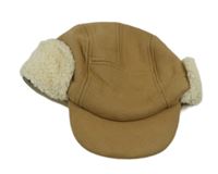 Hnědá flaušová kšiltovka s beránkem 