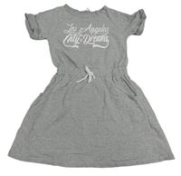 Šedé teplákové šaty s nápisem 