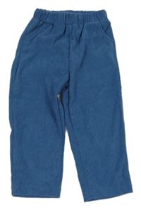 Modré rebrované teplákové nohavice