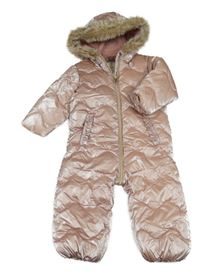 Světlerůžová lesklá pogumovaná zimní kombinéza s kapucí Next