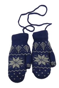 Tmavomodré vzorované zateplené palcové rukavice 
