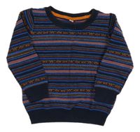 Tmavomodro-modro-oranžový pruhovaný sveter M&S