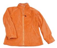 Oranžová chlupatá propínací mikina 