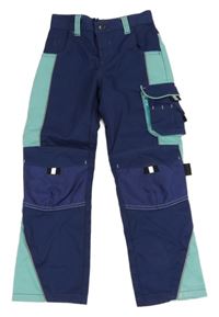 Tmavomodro-tyrkysové pracovní nohavice s vreckami Top Craft