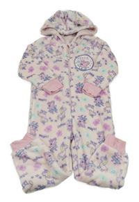 Světlerůžová plyšová kombinéza s Pepinou a kapucí 