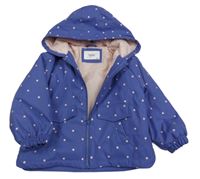 Modrá nepromokavá zateplená bunda s puntíky a kapucí Reserved