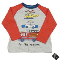 Nové - Šedo-červené triko s vrtulníkem  Dunnes