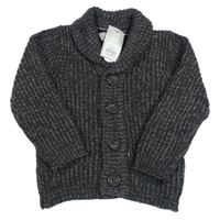 Nové - tmavošedý melírovaný propínací svetr Primark